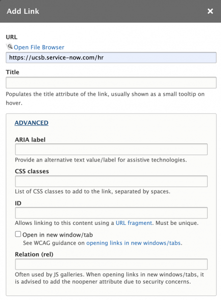 editor advanced link module screenshot