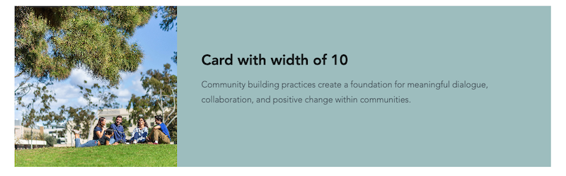 UCSB Card laout exampe with one image to the left and text on the right