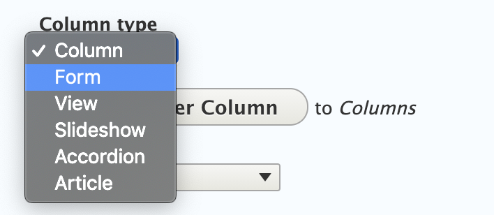 column type form setting